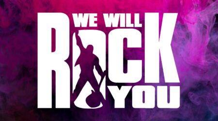 Logo for We Will Rock You the musical.